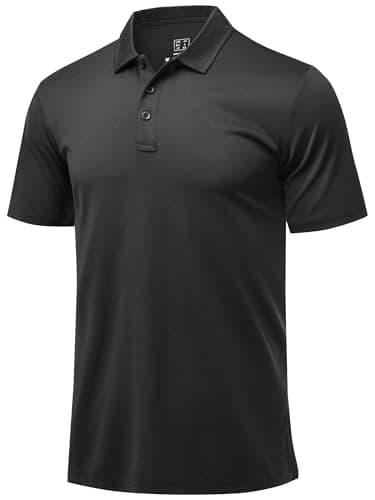 Image of Tansozer Mens Polo Shirts Breathable Golf Short Sleeve Gym Sports T-Shirt, Black, S