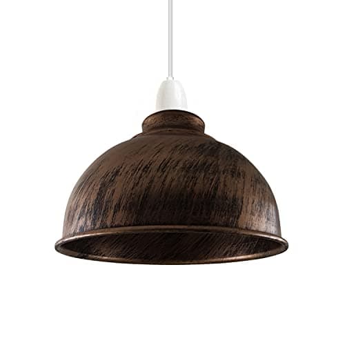 Image of LEDSone Retro Industrial Light Shade, Rustic Vintage Metal Ceiling Lamp Shades Repalcement E27 B22 Pendant Lights Wall Lamps, Small Bulb Guards -Reducer Plate (Brushed Copper 21cm), (LS21)