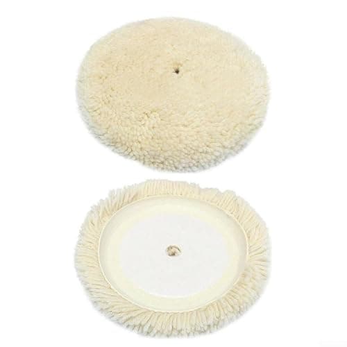 Image of 2 PCS 180mm 7 Inch Soft Wool Polishing Bonnet Pads for Electric and Pneumatic Buffing Machines, Fine Furniture Car Wheel Metal Hardware Cleaner with Paste Liquid