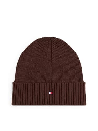 Image of Tommy Hilfiger TH Flag Pima Cotton Beanie Colour Rich Walnut One Size GSZ – Rich Walnut One Size, brown, One Size