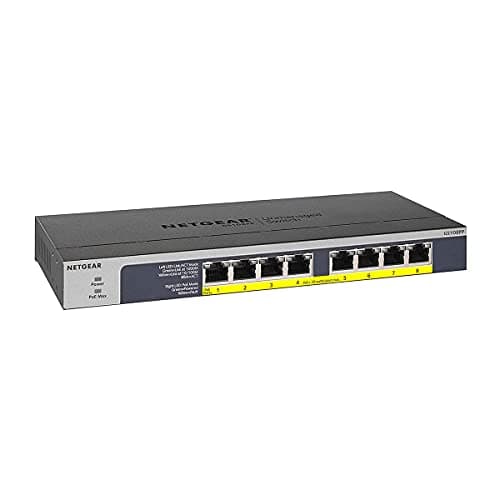 Image of NETGEAR 8 Port PoE Switch (GS108PP) - 8 Port Gigabit Ethernet Switch with 8 x PoE+ 123W, Desktop, Wall Mount or Rackmount, and Limited Lifetime Protection
