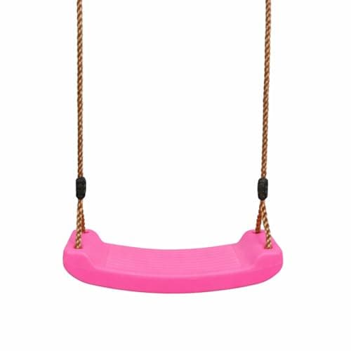 Image of Children's Adjustable Garden Swing Seat with Braided Rope & Secure Clamps – Heavy-Duty Plastic Swing for Ages 3–10 – Holds up to 100kg – Pink