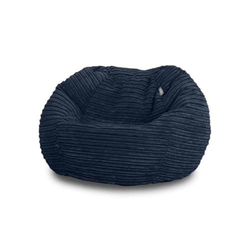Image of Bags of Beans Corduroy Kids Bean Bag Chair with Filling Included - Lightweight Comfortable Beanbag Seat - Machine Washable Childrens Beanbag Furniture for Girls & Boys - 67 x 48cm (Navy)