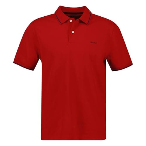 Image of GANT Men's Tipping Ss Pique Rugger Polo Shirt, Ruby red, M