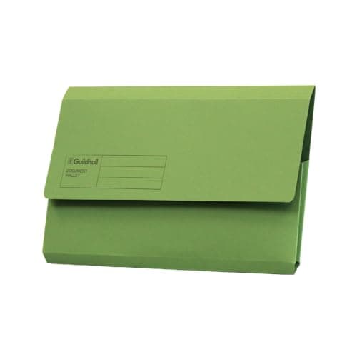 Image of Exacompta Guildhall Document Wallets, 285gsm, Foolscap - Green, Pack of 50