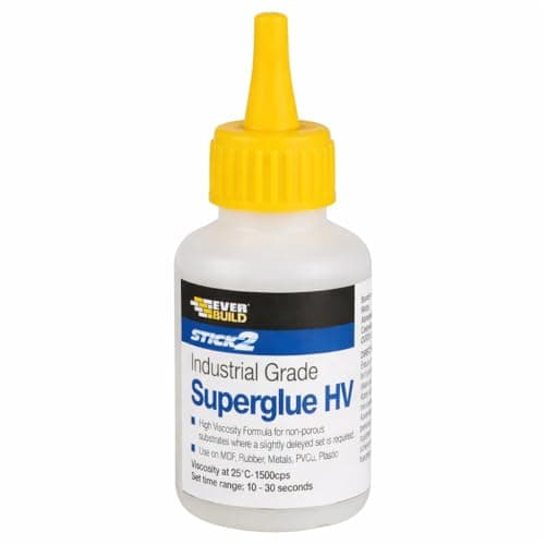 Image of Everbuild Stick 2 Superglue HV 50g Industrial Strength High Viscosity Cyanoacrylate Adhesive for Plastic Metal Rubber MDF PVC Fast Setting Precision Nozzle Glue for Repairs DIY & Professional Use