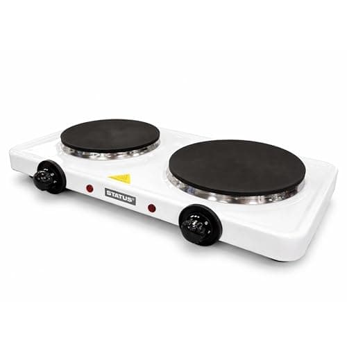 Image of STATUS Colorado Double Hot Plate, 2500W White Electric Stove, Stainless Steel, COLORADO1PKB4
