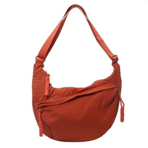 Image of HEVANCIE Half Moon Shoulder Bag Nylon Large Crossbody Bag Slouchy Bag Hobo Bag Bum Bag Crossbag Women's Shoulder Bags (Orange)