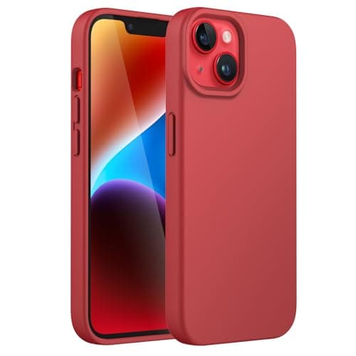 Image of JETech Silicone Case for iPhone 14 6.1-Inch, Silky-Soft Touch Full-Body Protective Phone Case, Shockproof Cover with Microfiber Lining (Red)