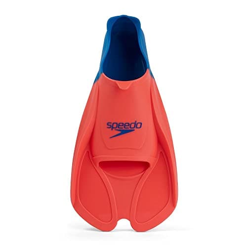 Image of Speedo Unisex-Adult Biofuse Swimming Training Fins | Comfortable Fit | Ergonomic Design | Swim Training, Fluro Tangerine/Poolblu/Bluflm, 8-9