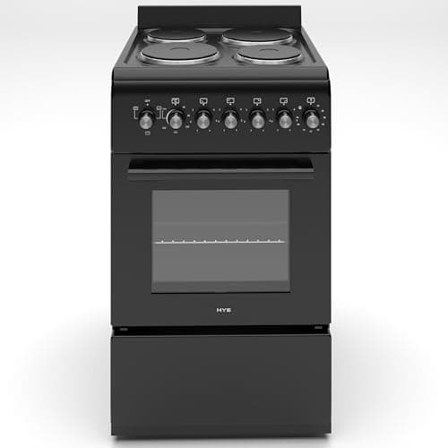 Image of Cooker - Electric Cooker, 4 Powerful Hotplates, Electric Oven, Smart Cooking Controls & Programs, 50cm Width, Freestanding Design, Black, Ideal For Smaller Kitchens & Couples - C01FS50E17