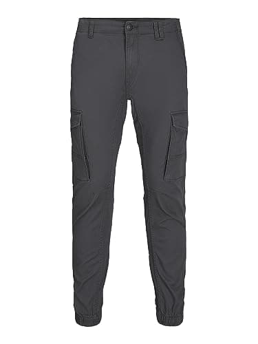 Image of Jack and Jones Men Slim Stretch Cuffed Cargo Pants Asphalt 32W R