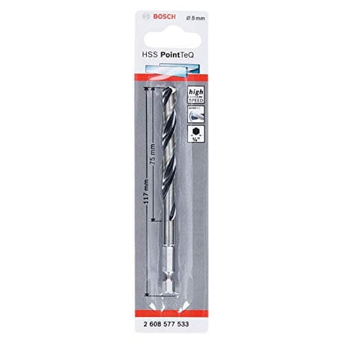 Image of Bosch Professional PointTeQ Hex Drill Bit (for Metal, Ø: 8.0 mm, Total Length: 117 mm, ¼’’ Hex Shank, Accessory for Impact Drivers and Drill Drivers)