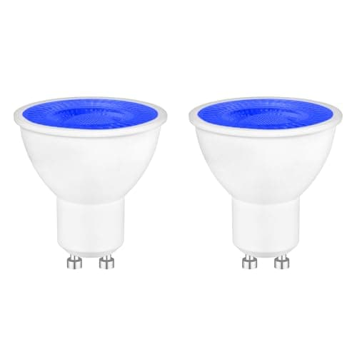 Image of 2 Pack Blue GU10 LED 5W Light Bulbs, Equivalent to 50W Halogen Bulb 220-240V, 500LM, 120° Beam Angle, Blue Colour Spotlights, Non-dimmable, Lighting for Decorative, Landscape, Stage, Bar, Atmosphere