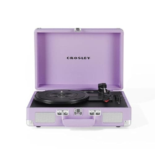 Image of Crosley Cruiser Plus Portable Turntable - Bluetooth Record Player, 3-Speed Suitcase Vinyl Player, Home Turntables for Vinyl Records, Built in Stereo Speakers & Bluetooth Receiver, AUX Input, Lavender