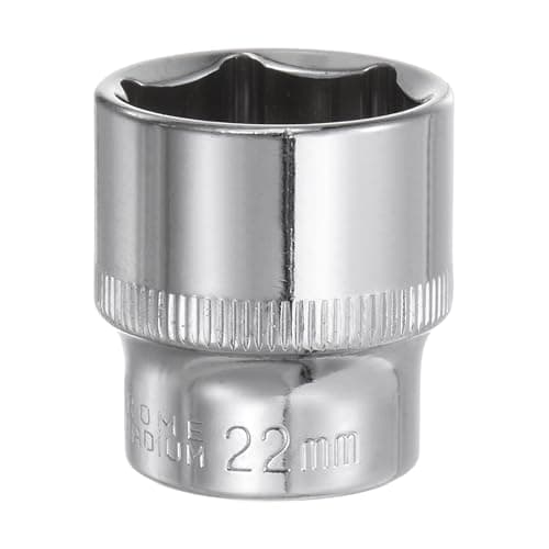 Image of Sourcing Map 6-Point 3/8" Drive 22mm Deep Socket, 1.3" Length, 45# Steel, Polished Chrome, Square Drive, Auto Repair, DIY, Construction