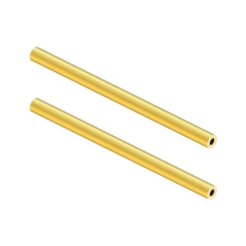 Image of LAVMHAB Round Brass Tube 6mm OD x 1.5mm Wall Thickness x 200mm Length, Seamless Round Brass Pipes Tubing for DIY Craft (2 Pcs)