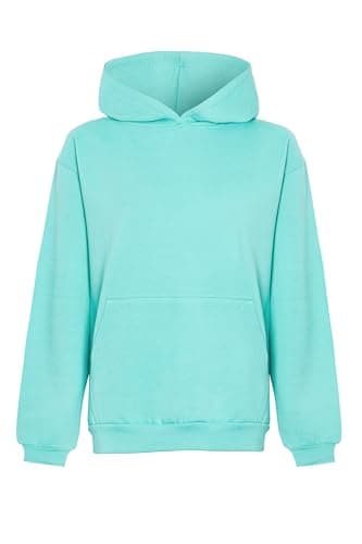 Image of imporio 11 Women's Lightweight Pullover Hoodie Soft Stylish Without Drawstring Ladies Hoodie UK Size S-XL (UK, Alpha, M, Regular, Regular, Mint)