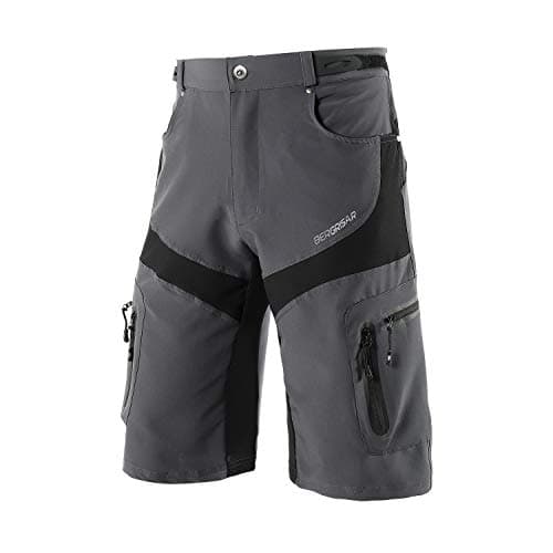 Image of BERGRISAR Men's Cycling Shorts MTB Mountain Bike Shorts Loose Fit with 6 Pockets 1806BG Grey Size Large