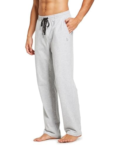 Image of baleaf Mens Tracksuit Bottom Joggers with Pockets Running for Men Pants Cotton Sweatpants Elasticated Waisted Light Grey M