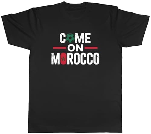 Image of Shopagift Come on Morocco Supporter Football Fan Mens Black T-Shirt Tee