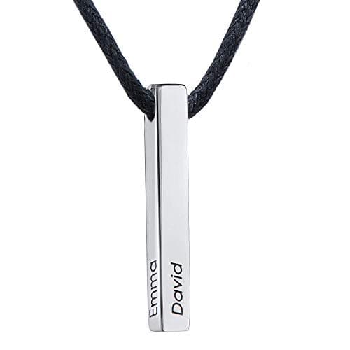 Image of MYKA - Atlas 3D Bar Name Necklace for Men in Sterling Silver, Gold Vermeil or Gold Plating (925 Sterling Silver)