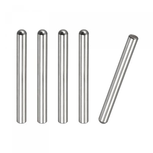Image of TOP-VIGOR 5Pcs 8mm x 80mm Dowel Pins, 304 Stainless Steel Round Head Flat Chamfered End Shelf Pegs Support Fasten Elements Silver Tone