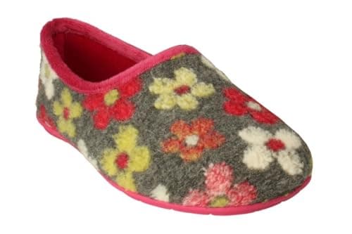 Image of Sleepers Womens Gracie Knitted Wide Fit Slippers with Memory Foam Insole Grey (E Fitting) 6 UK
