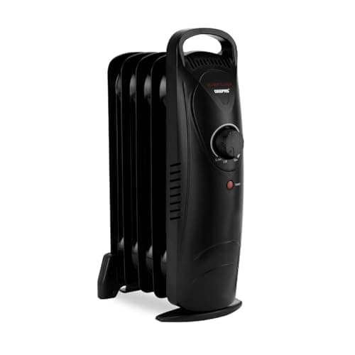 Image of Geepas Oil Filled Radiator Heater 450W, 5 Fin | Mini Portable Electric Heater Adjustable Thermostat Safety Cut-off Overheat Protection Energy Efficient Heating | 2 Year Warranty Black