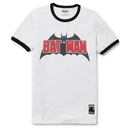 Image of Batman 80th Anniversary 70s Super Ringer T-Shirt - White/Black XL
