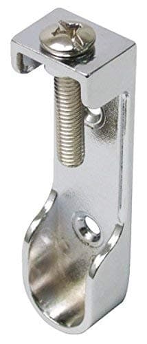 Image of Oval Wardrobe Rail Hanging END Supports Rail Brackets 15mm Wide Polished Chrome x2