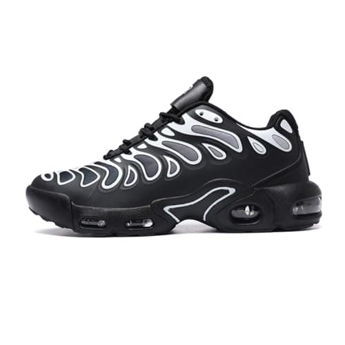 Image of Mens Trainers Running Fashion Shoes Air Cushion Casual Sneakers Walking Tennis Basketball Gym Athletic Sports Breathable Zapatos (Black-and-White Gradient,9)