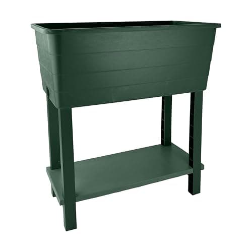 Image of simpa XL Raised Bed Plastic Trough Planter Long Pots - Choose by Colour & Style (Double Tier, Green)