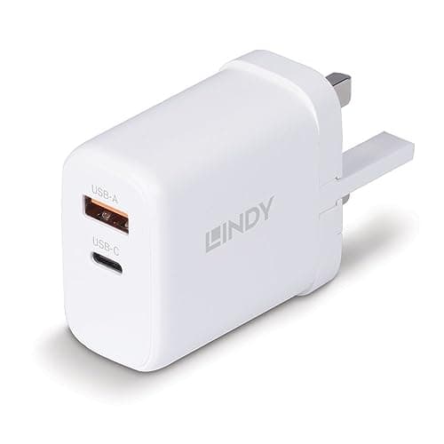 Image of Lindy USB Type A & Type C GaN Charger 65W Plug Wall Power Adapter for Macbook, iPhone, iPad, Galaxy S24/S23, Dell laptops and Asus Acer Laptops