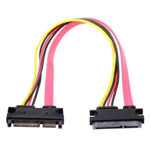 Image of CY SATA III 3.0 7+15 22 Pin SATA Male to Female Data Power Extension Cable 30cm Red