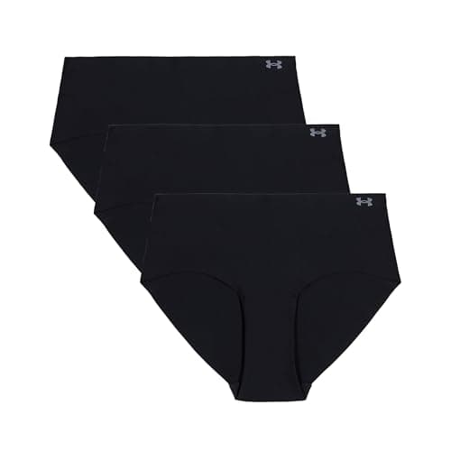 Image of Under Armour Women's 3-Pack Pure Stretch No Show Hipster Underwear – Seamless Invisible Fit, No VPL, Ultra-Soft, All-Day Comfort - Black