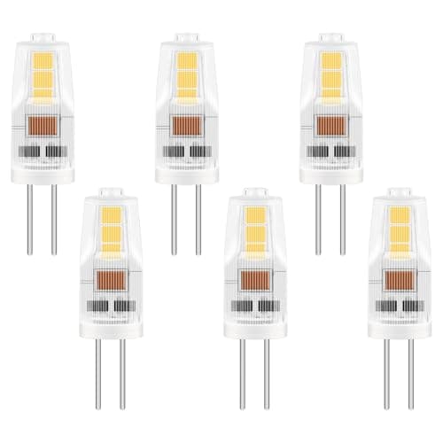 Image of Caldarax 6 Pack G4 LED Bulbs 2W, AC/DC 12V, Equivalent to G4 20W Halogen Bulb, Natural White 4000K, 200LM, Non-Dimmable, Bi-Pin Base Energy Saving Bulb, for Home Lighting, Chandelier, Cabinet