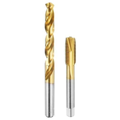 Image of sourcing map Tap and Drill Bit Set, 1pcs M12 x 1.5 Metric Spiral Point Thread Screw Taps & 1pcs 10.5mm Twist Drill Bits, Titanium Coated HSS-6542 Tapping Threading Tool Kit