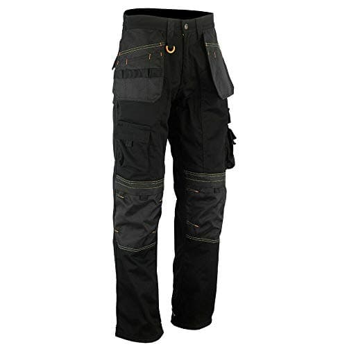 Image of WrightFits Men Holster Work Trousers Black - Heavy Duty Safety Combat Cargo Pants - Multi Pockets - Knee Pad Pockets - Triple Stitched - Durable Workwear (34W X 31L)