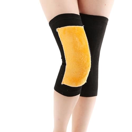 Image of 1 Pair Black Thermal Knee Sleeves Winter Warm Knee Pads Support Brace for Women Men Cycling Running Hiking Sports (Black L)