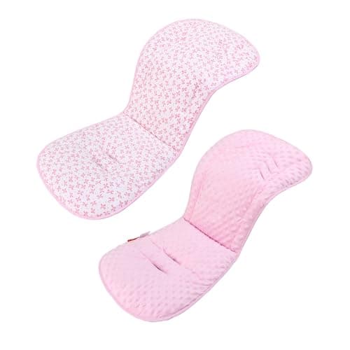 Image of Baby Pushchair Seat Liners,Universal Double-Sided Pram Seat Liner,Baby Stroller Liner Pad Seat Cover Seat Cushion for Toddler Infant,Reversible for Pushchairs & Strollers,37x80cm (Pink Bows)