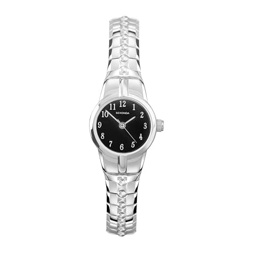 Image of Sekonda Classic Newton Ladies 19mm Quartz Watch in Black with Analogue Display, and Silver Stainless Steel Strap 40678