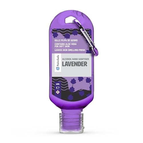 Image of Palm Safe Lavendar 60ml Anti Bacterial Premium Hand Sanitiser Travel Size Refillable Clip Bottle Quick Drying Non Sticky Extra Moisturising Kills 99.9% of Viruses and Bacteria