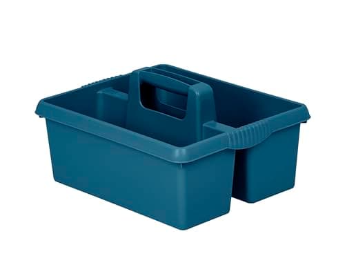 Image of M1SS Heavy Duty Plastic Handy Kitchen Tool Cleaning Tool Box Utility Storage Tidy Organiser Tote Tray Large Strong Cleaners Carry Caddy (Navy Blue)