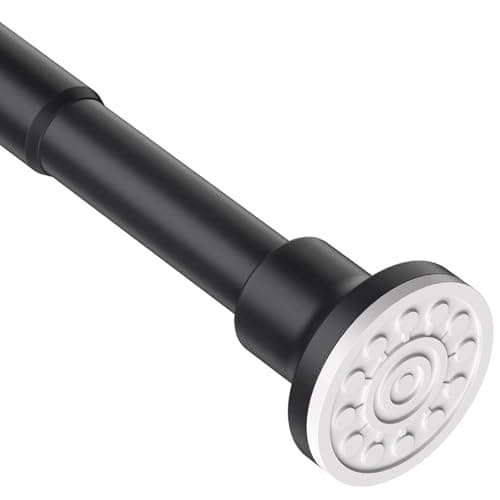 Image of Shower Curtain Pole Black Matt， Adjustable Telescopic Shower Curtain Rod 72-255cm， Shower Curtain Rail No Drilling and Stainless for Bathroom Window