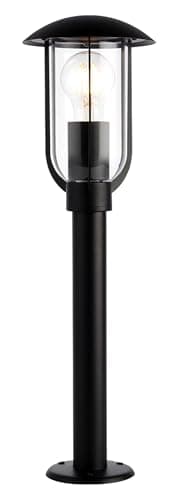 Image of National Lighting Pipe Post Light - 500mm IP44 Dimmable Black Outdoor Lamp Post E27 Base, Weather-Resistant Aluminium Polycarbonate Body - LED Compatible Pathway Lighting Fixture, No Bulb Included