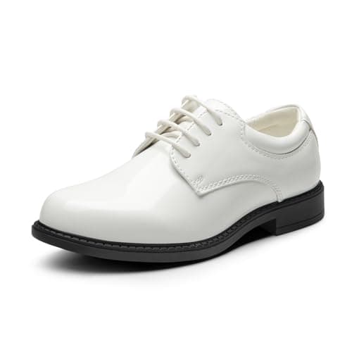 Image of Bruno Marc Kids Chunky Oxford Sneakers for Boys Breathable Knit Upper Lightweight Cushioned Platform Walking Gym School Shoes with Non-Slip Sole,Size 4 Big Kid,White-Pat,SBOX2401K