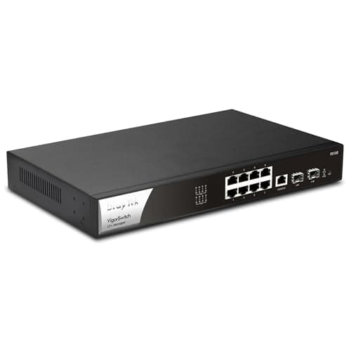 Image of Draytek VigorSwitch P2100, 8-Port Gigabit PoE Layer 2+ Managed Switch, 2 SFP Uplink Ports, Rack Mountable and Silent, Manage Centrally, QoS and Bandwidth Control