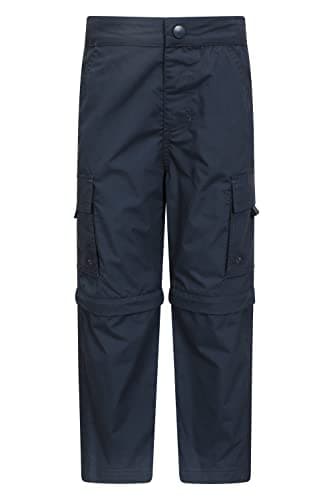 Image of Mountain Warehouse Active Kids Convertible Trousers -Shrink & Fade Resistant, Fast Dry, Zip Off Casual Bottoms, Boys & Girls - Spring Summer, Camping, Travel Navy Teen Size 13 Years