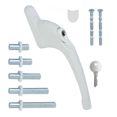Image of FixRello PVC Window Handles for uPVC Windows - Handle for uPVC Windows and Double Glazing (1, White w/White Button)